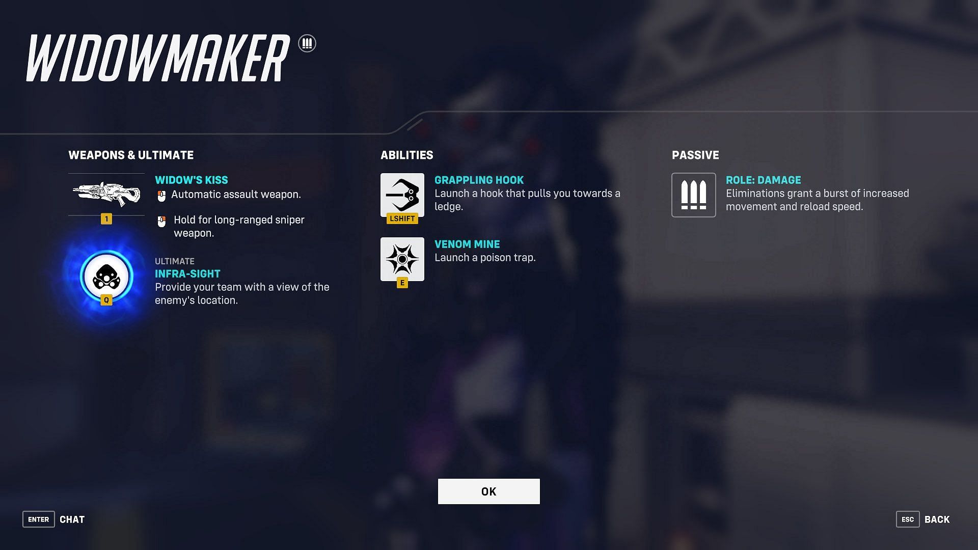 Widowmaker&#039;s abilities (Image via Activision Blizzard)