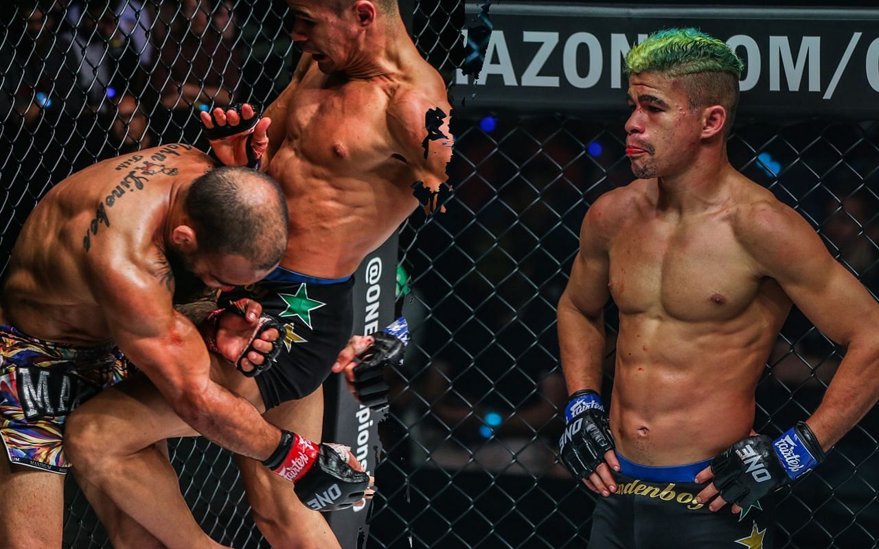 The ONE on Prime Video 3 main event between Fabricio Andrade (right) and John Lineker ends in a no contest. [Photos ONE Championship]