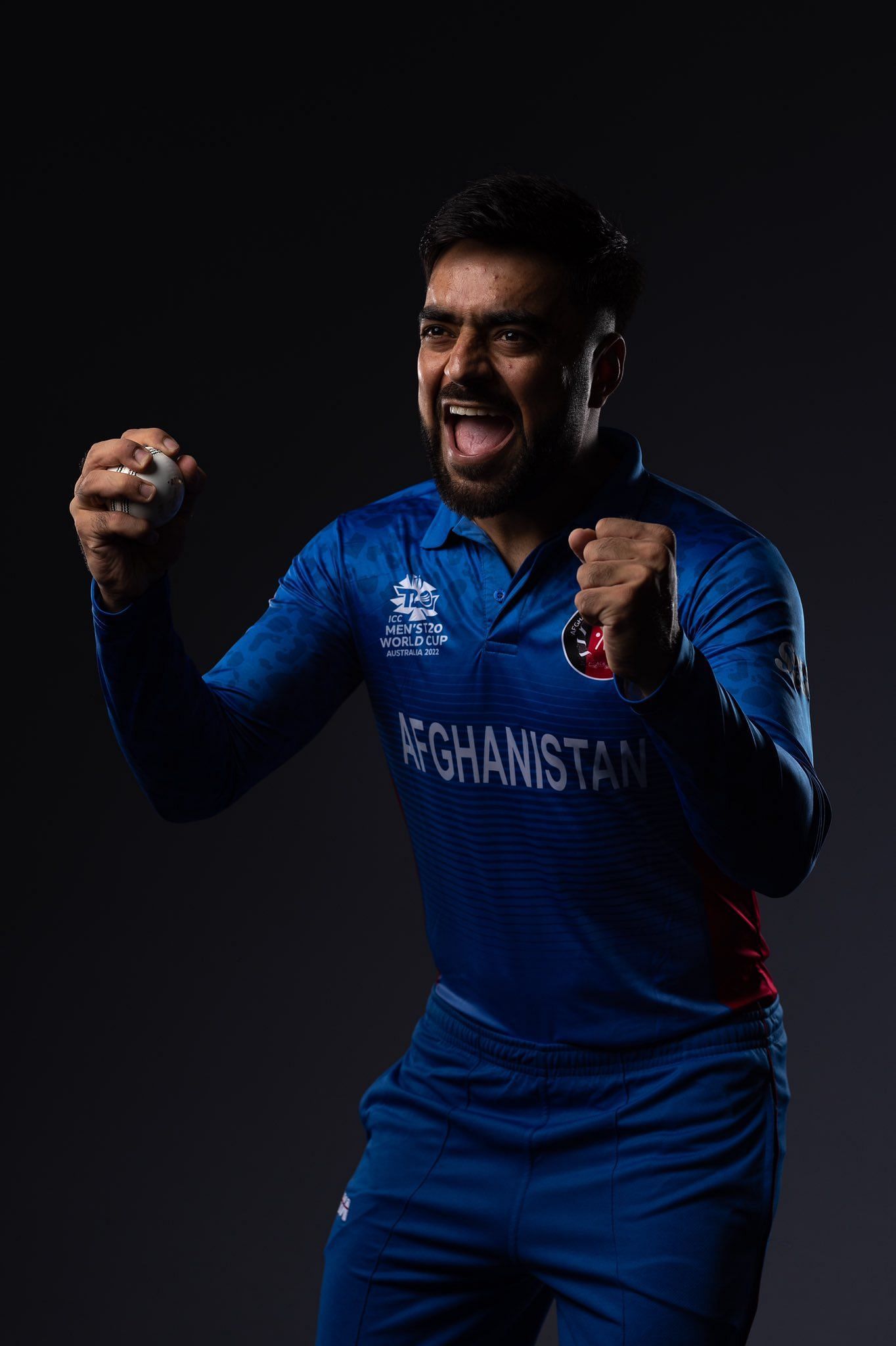 Rashid Khan sporting the Afghanistan team jersey [Pic Credit: ICC]
