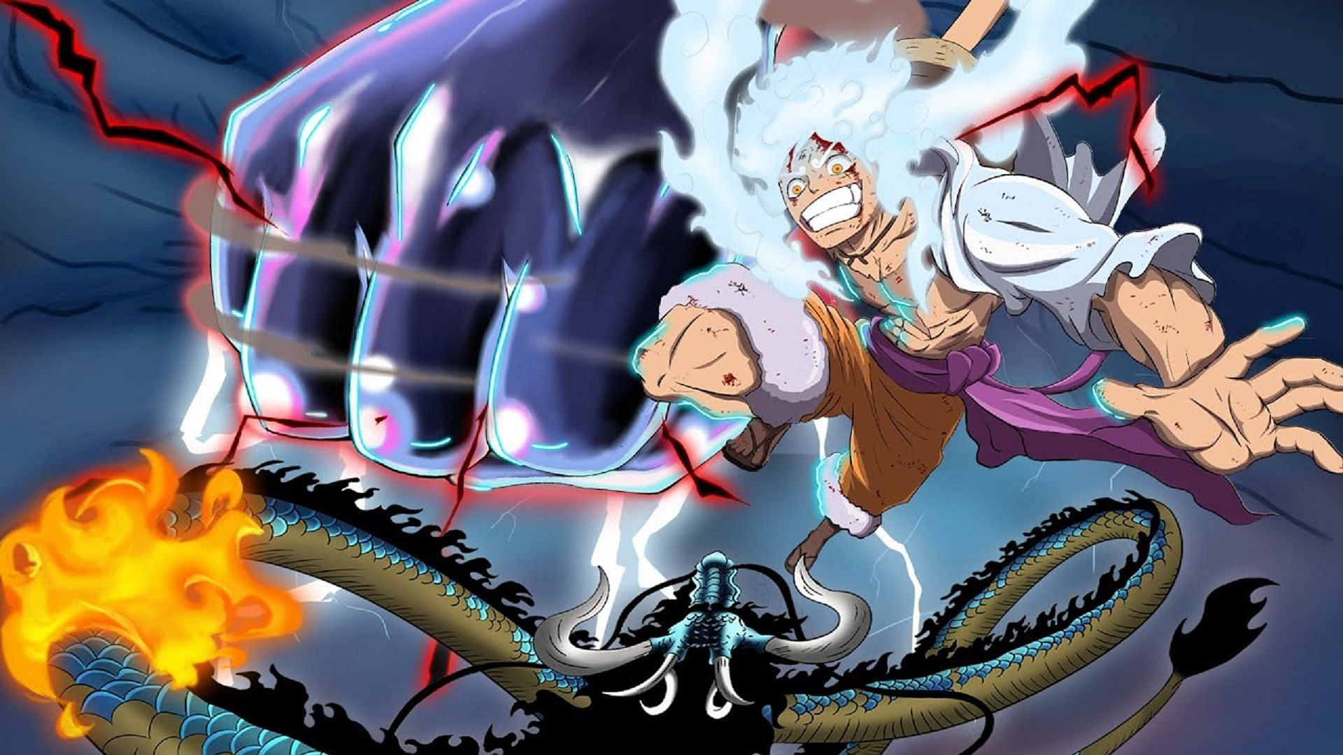 LUFFY GEAR 5 THUNDER VS KAIDO FAN ANIMATION ONE PIECE on Make a GIF