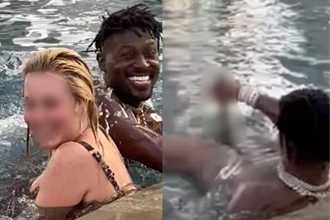 The former NFL WR in a Dubai pool. Sources: Speed News TV and NY Post