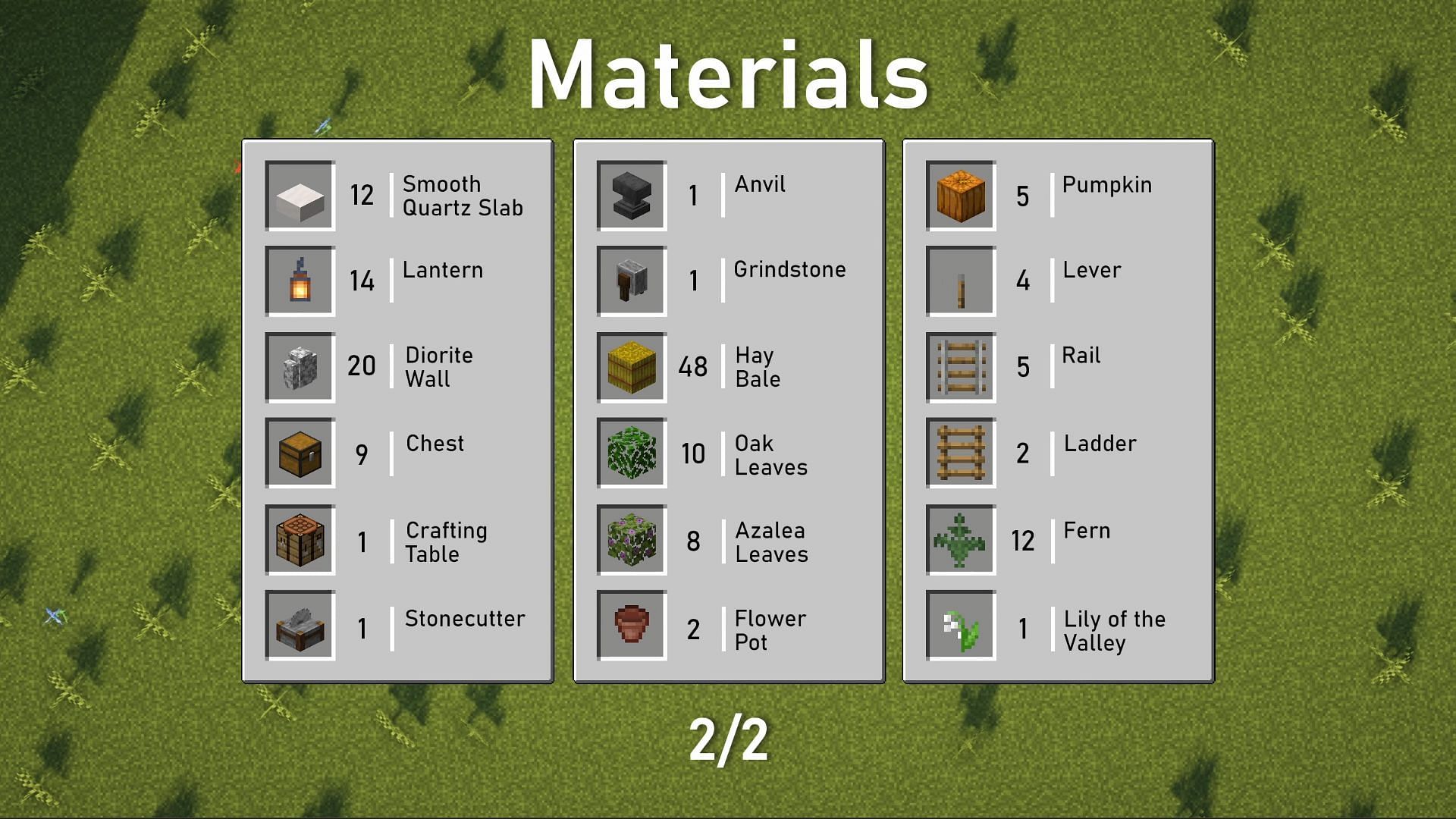 Second half of resources needed for a barn (Image via Mojang || YouTube/Goldrobin)