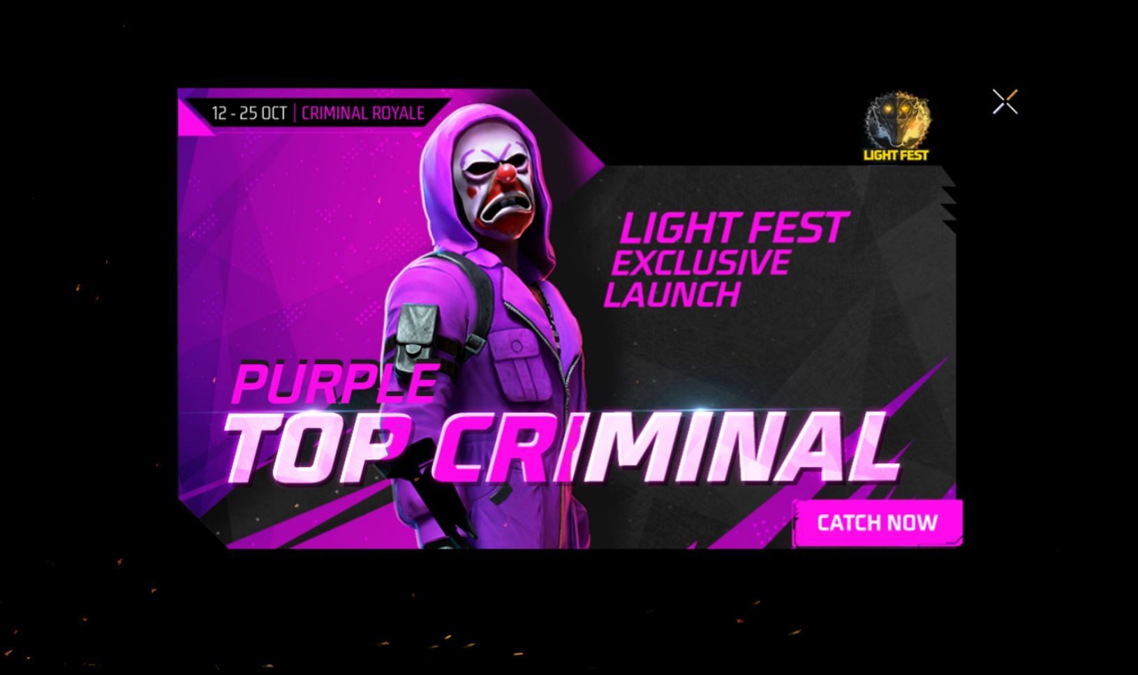 Indian players can now claim the Purple Top Criminal Bundle in Free Fire&#039;s MAX  (Image via Garena)