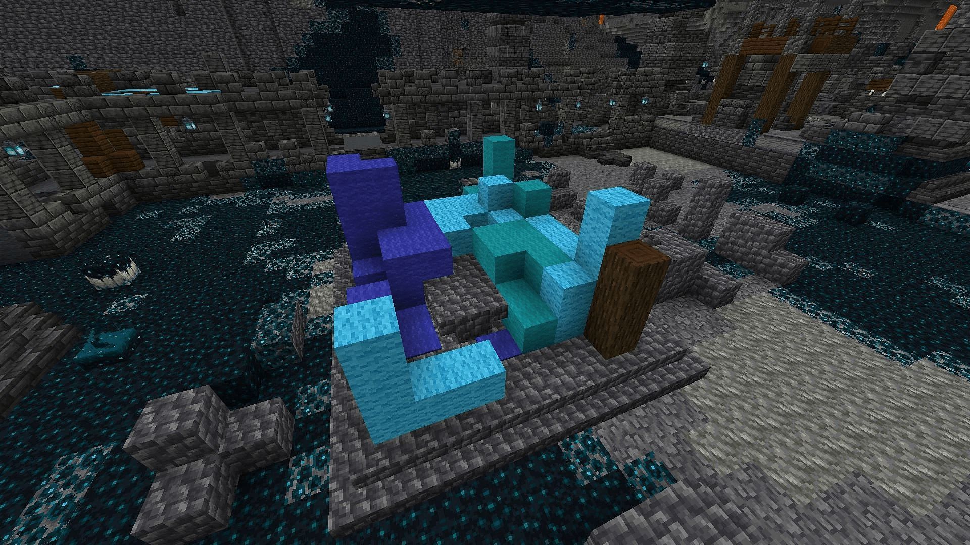 Cool colored wool blocks mark the presence of the ice room (Image via Mojang)