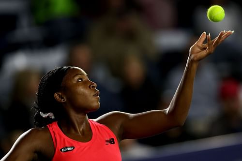 Coco Gauff during her first-round match in San Diego.