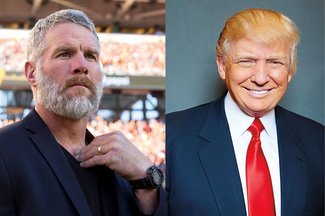 Former NFL QB Brett Favre (l) and former President Donald Trump (r)