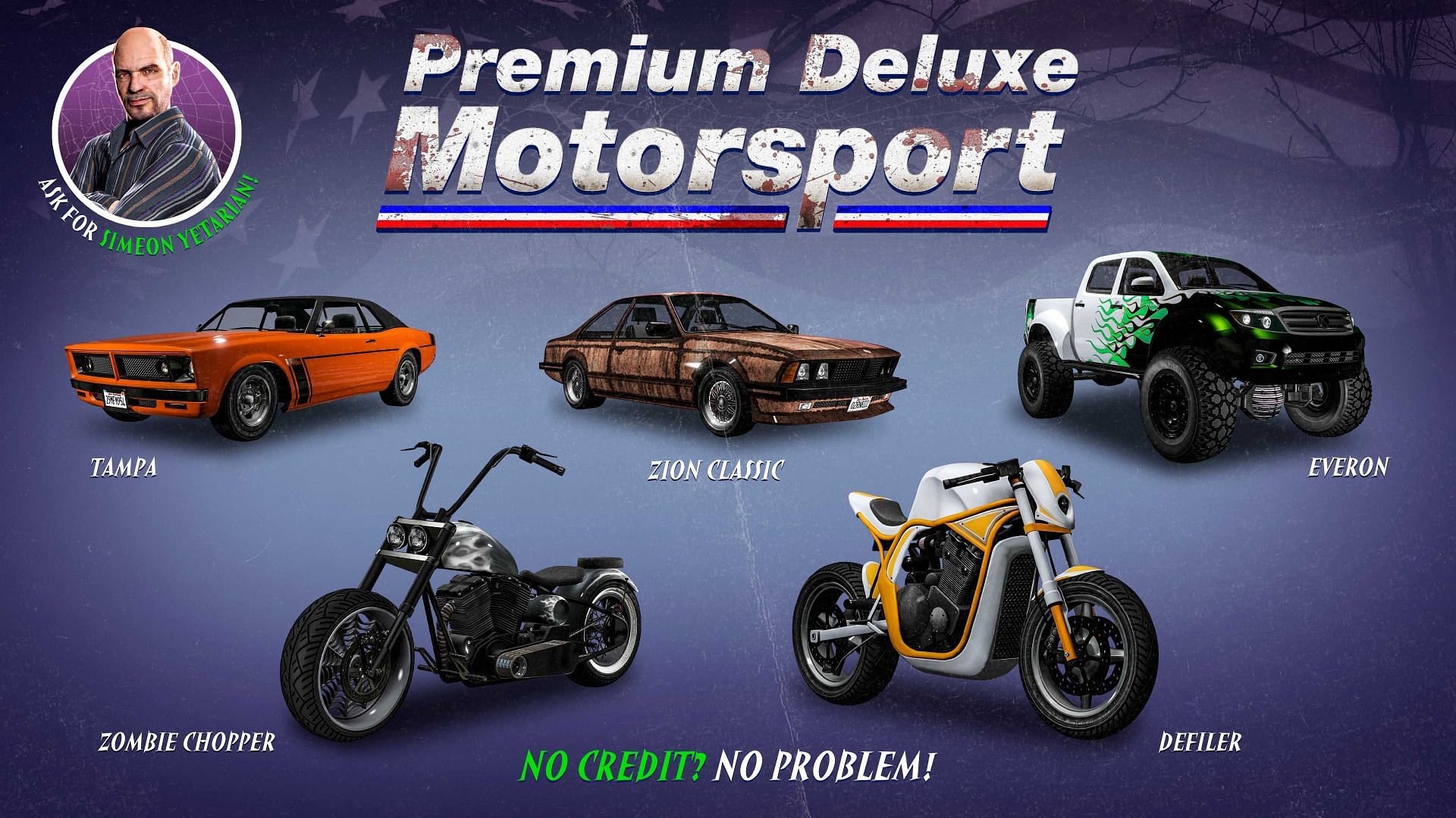 This week&#039;s Premium Deluxe Motorsport Showroom&#039;s offerings (Image via Rockstar Games)