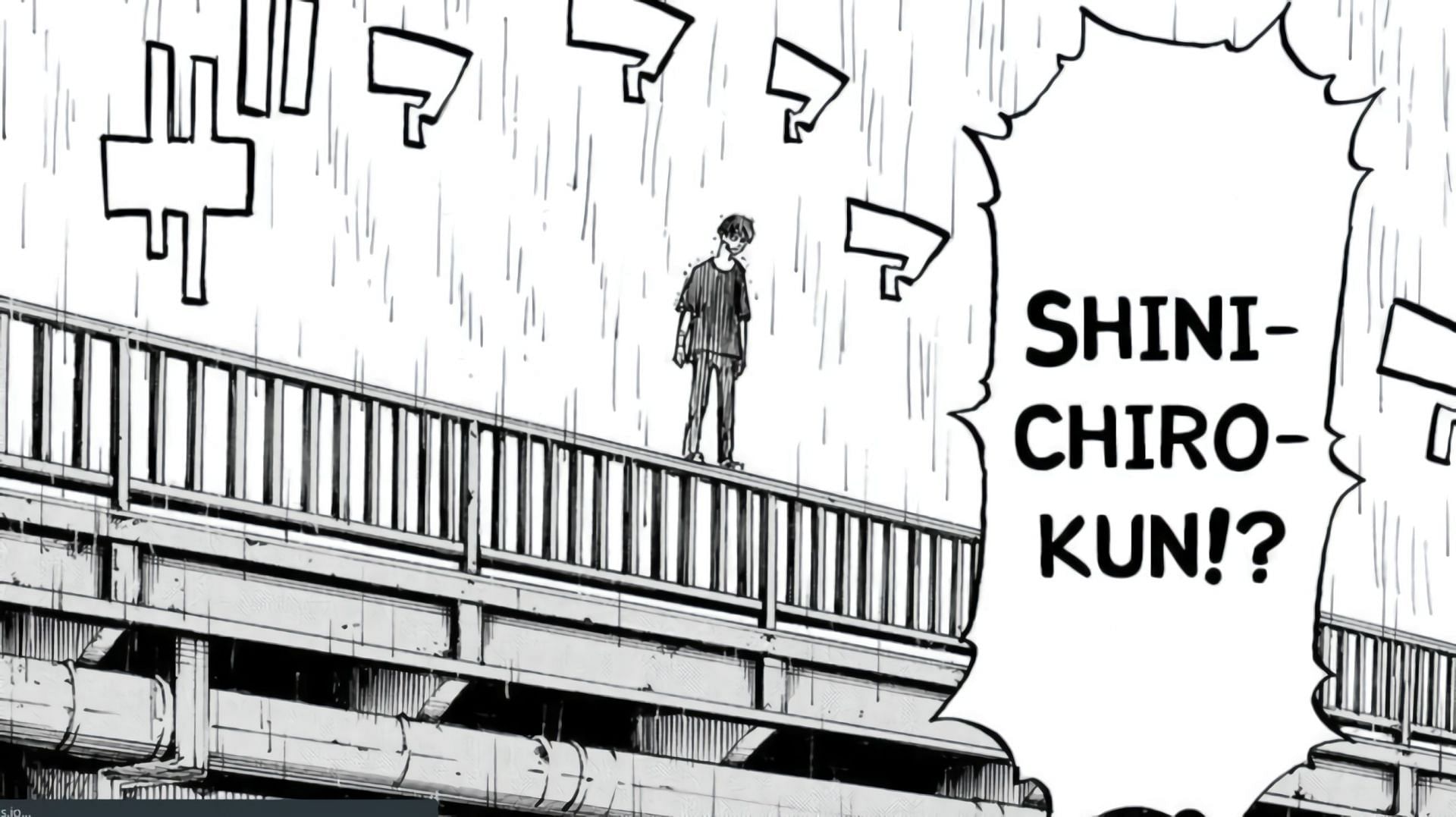 Shinichiro about jump off a bridge (Image via Ken Wakui, Kodansha)