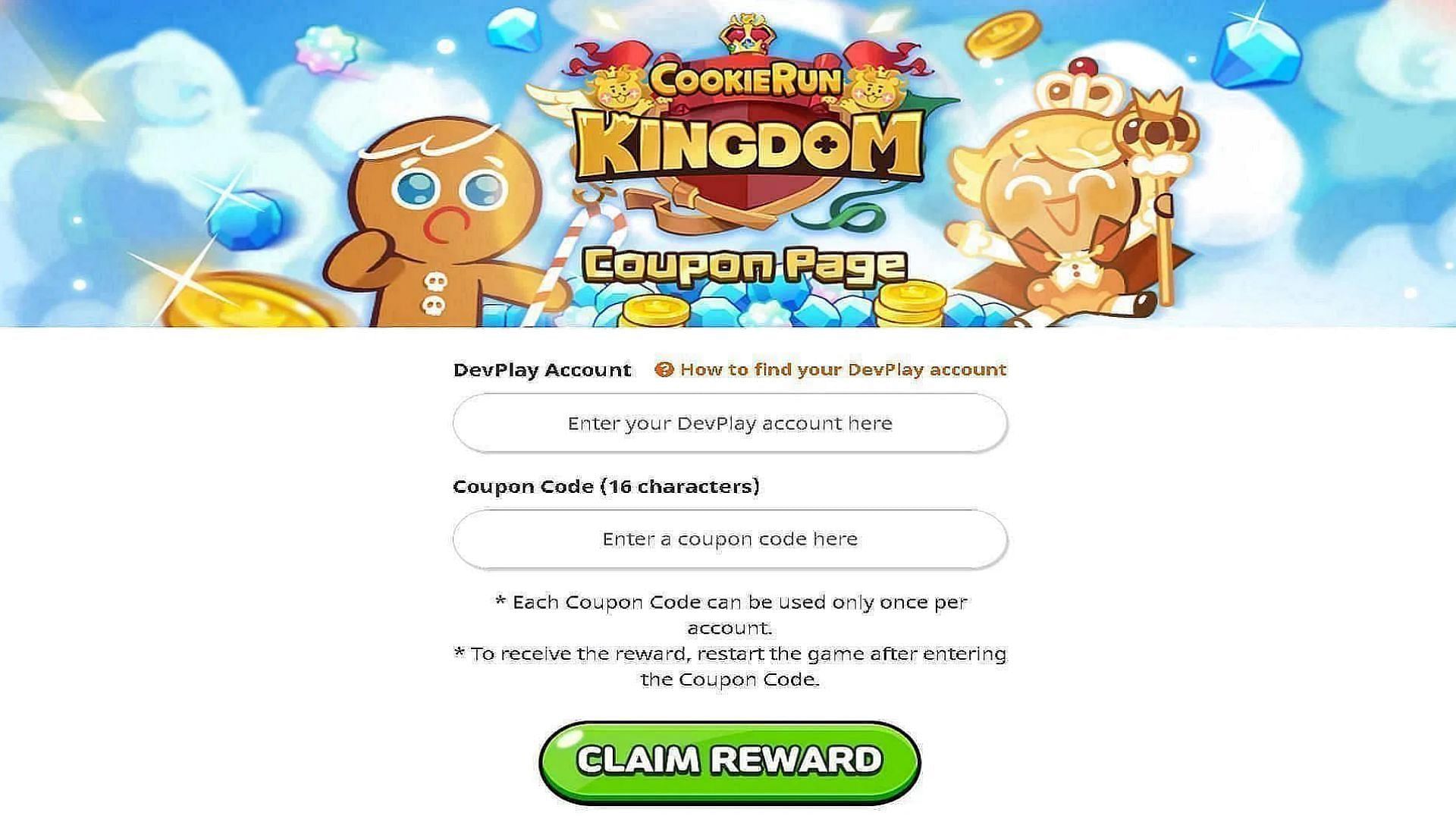 Players can use the redeem codes on the official Cookie Run: Kingdom code redemption page (Image via Devsisters Website)