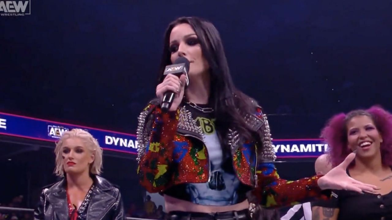 Saraya during her now infamous Dynamite promo.