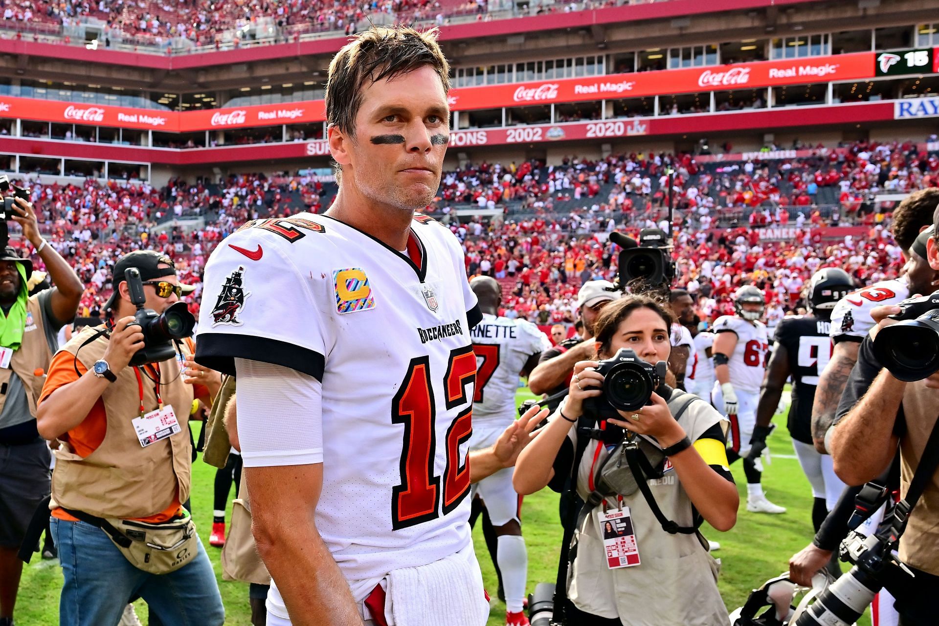 Tom Brady at the Atlanta Falcons v Tampa Bay Buccaneers game