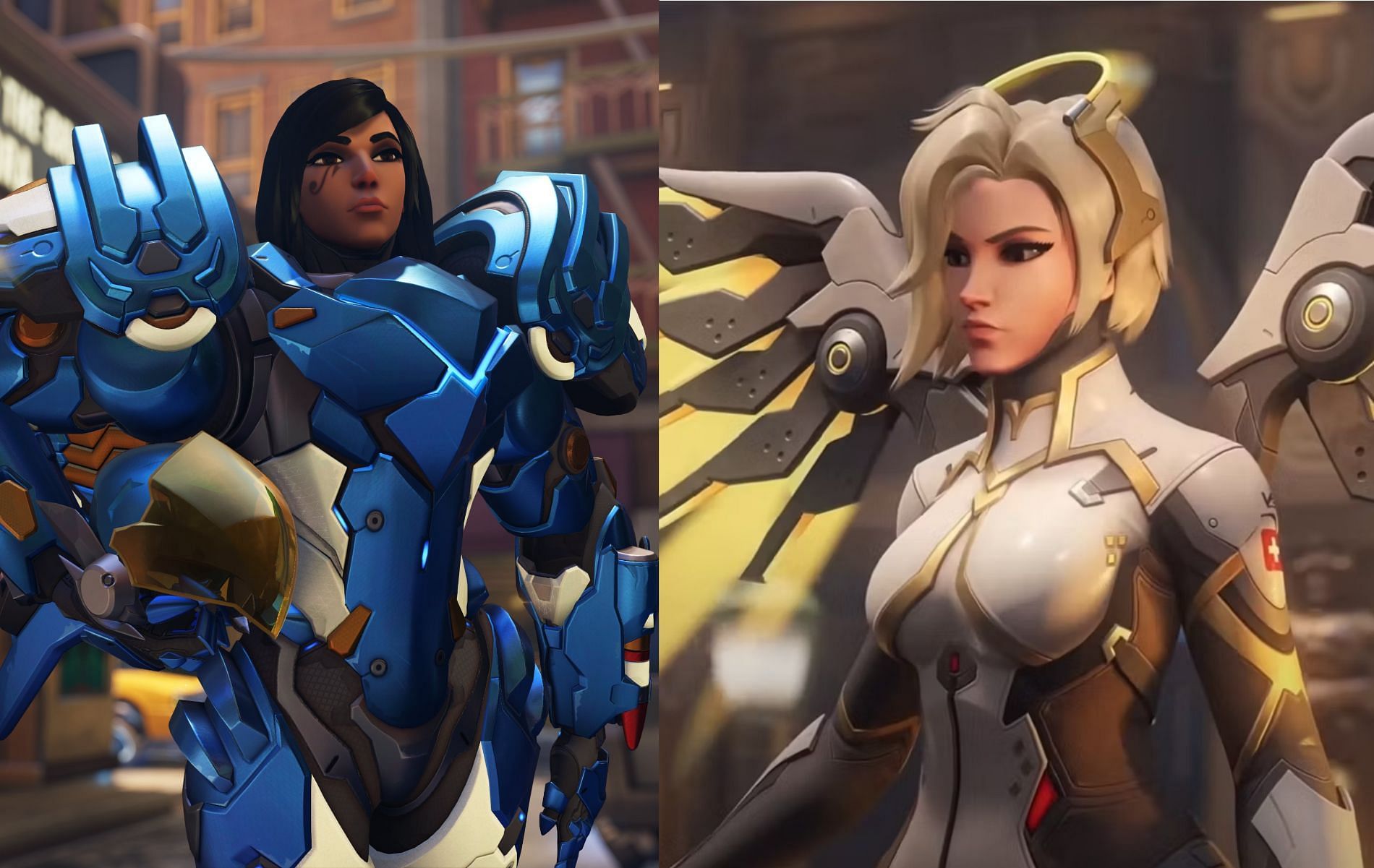 Pharah (left) and Mercy (right) in the right hands can turn out to be an immortal duo (Images via Blizzard Entertainment)