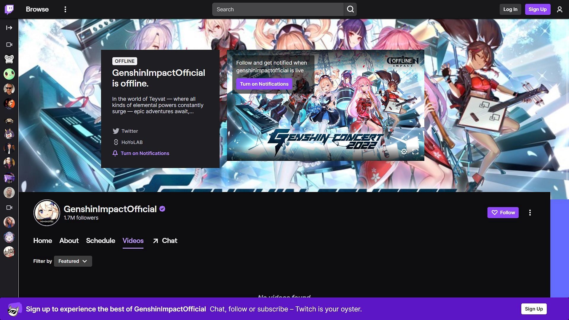 Official Twitch channel and its current look (Image via HoYoverse)