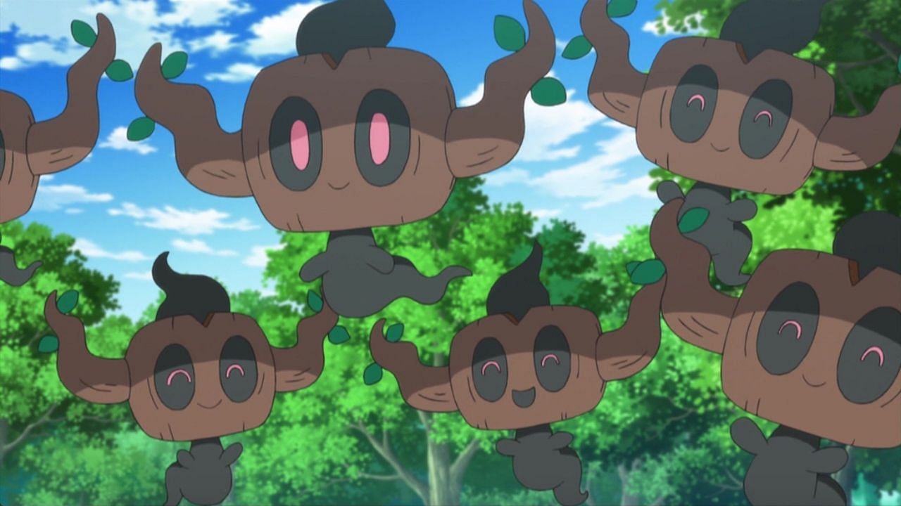A group of Phantump as they appear in the anime (Image via The Pokemon Company)