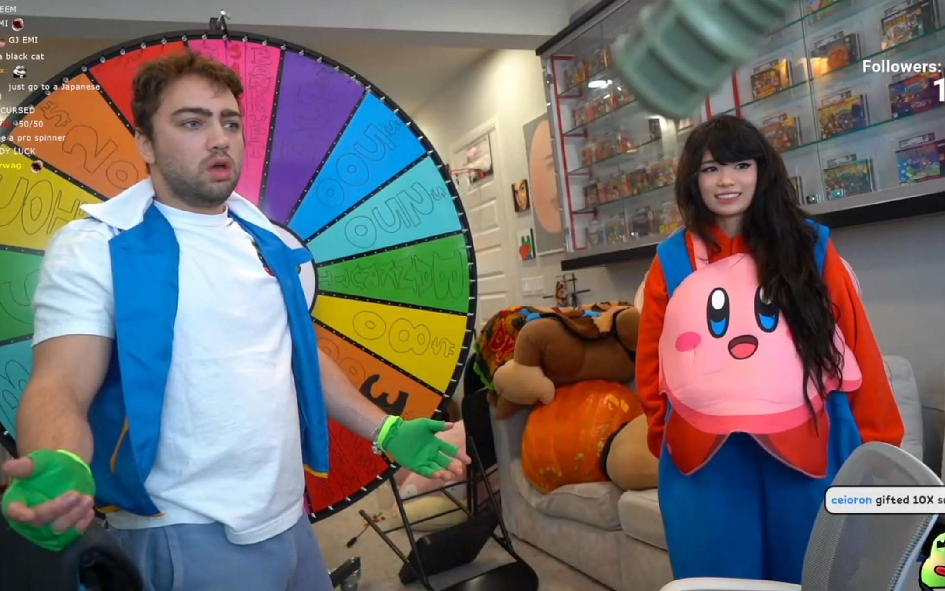 Mizkif was at a loss for words when Emiru spun the wheel and compelled him to spend $10,000 (Image via Mizkif/Twitch)