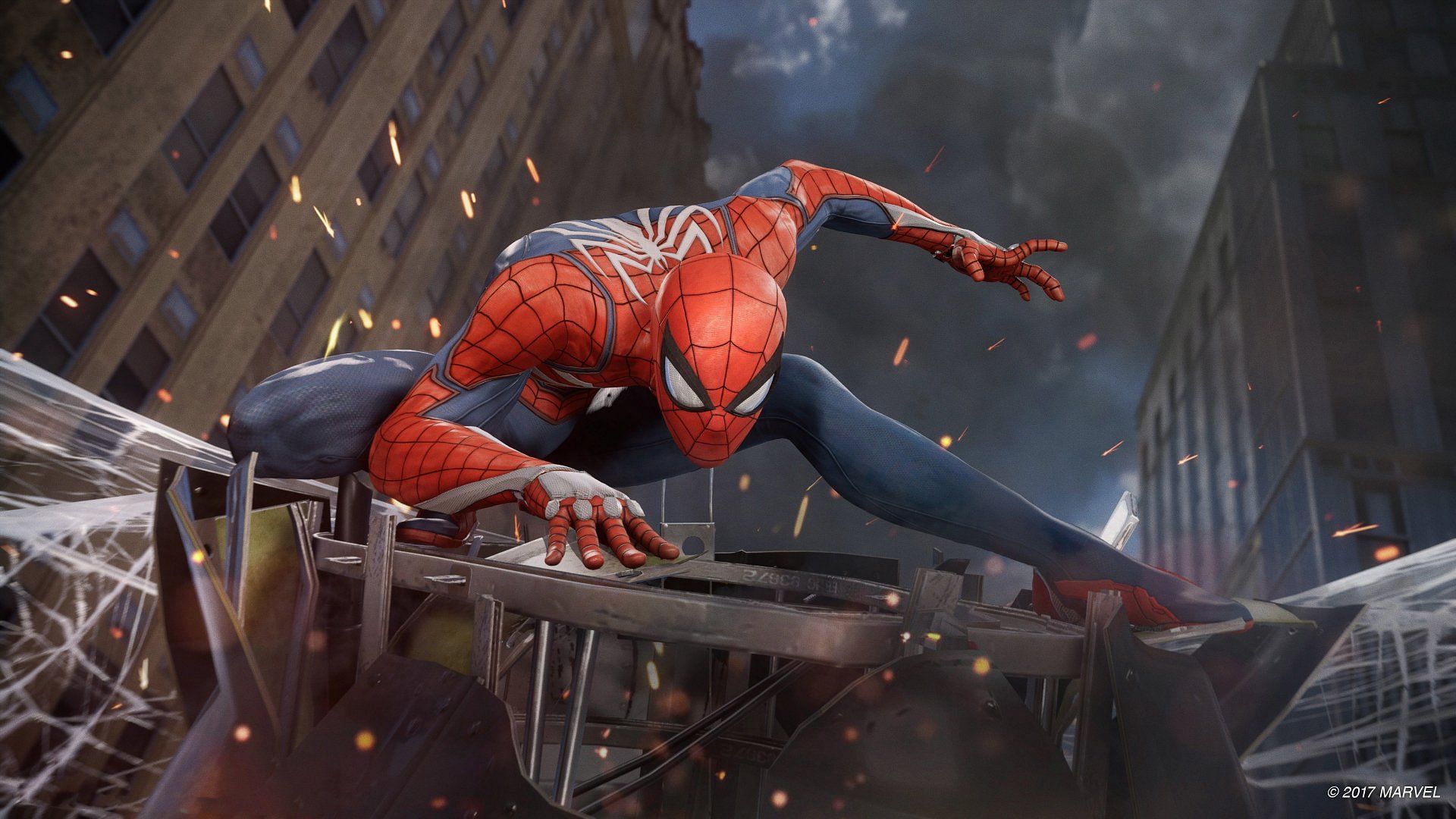 Swing, jump, web up enemies, and take down bad guys of New York before it is too late (image via Insomniac Games)