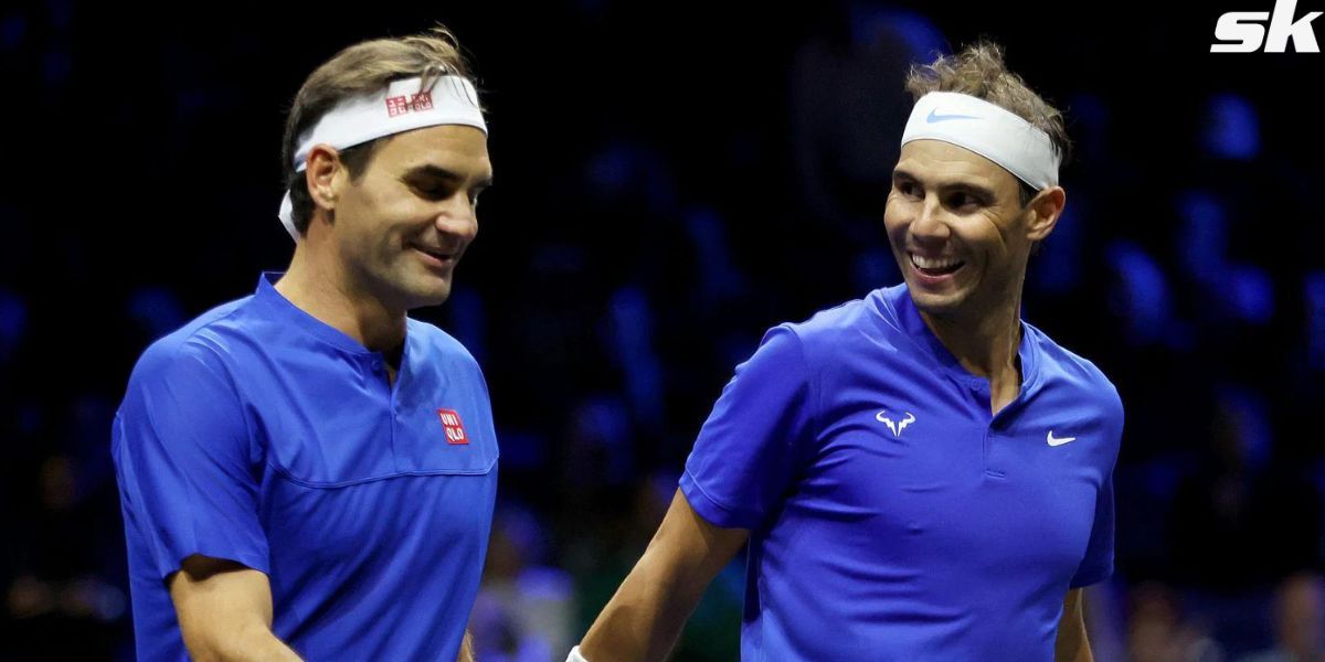 Roger Federer (L) and Rafael Nadal