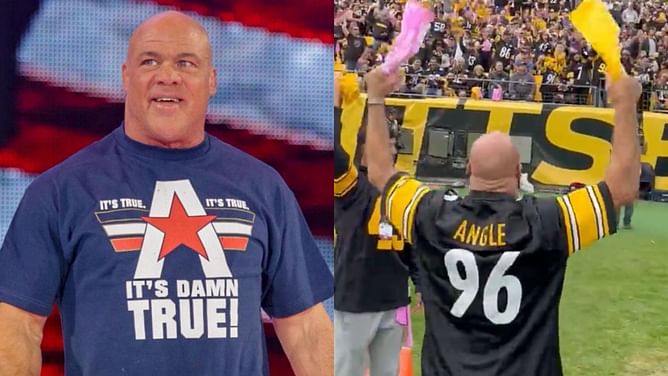 WATCH: WWE Hall of Famer Kurt Angle fires up fans at NFL game