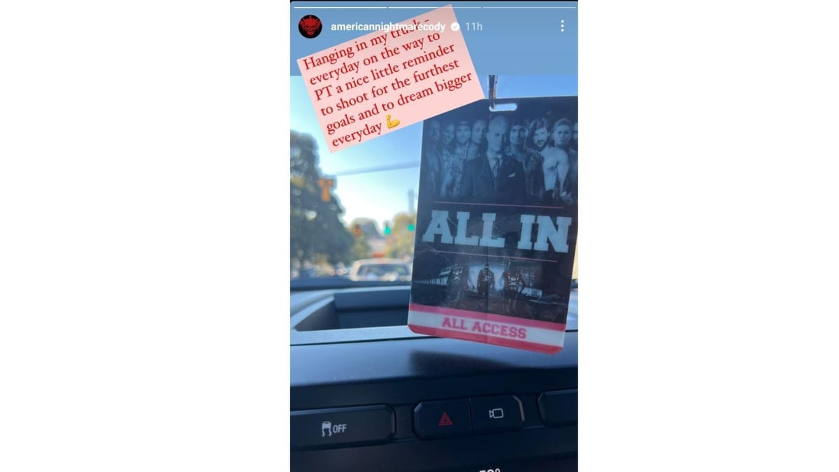 [Photo] RAW Superstar Cody Rhodes shares AEW memorabilia kept in his car