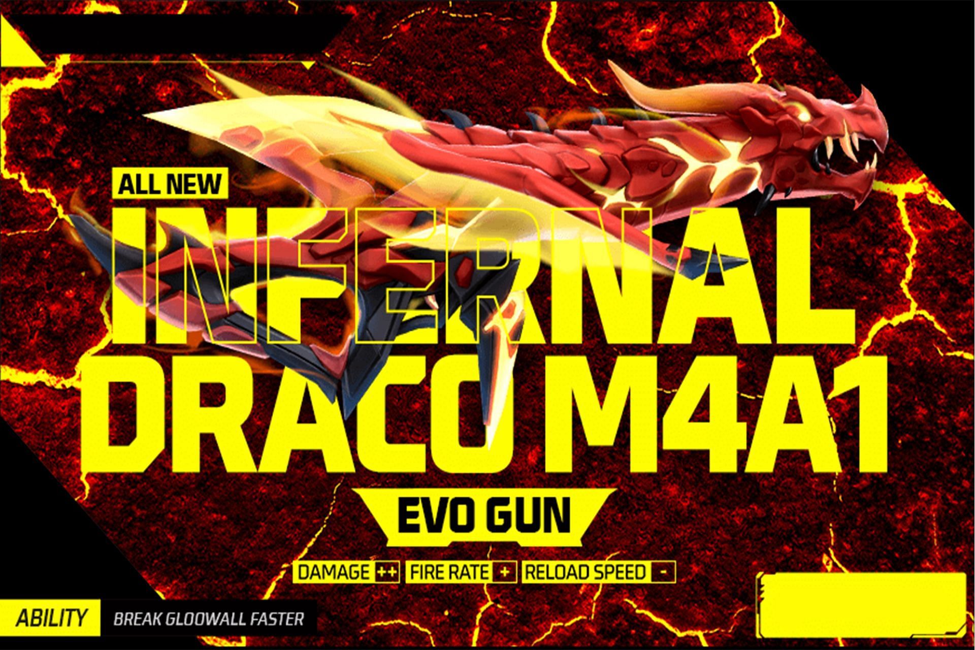 Infernal Draco M4A1 Evo gun skin has been released to Free Fire MAX (Image via Garena)