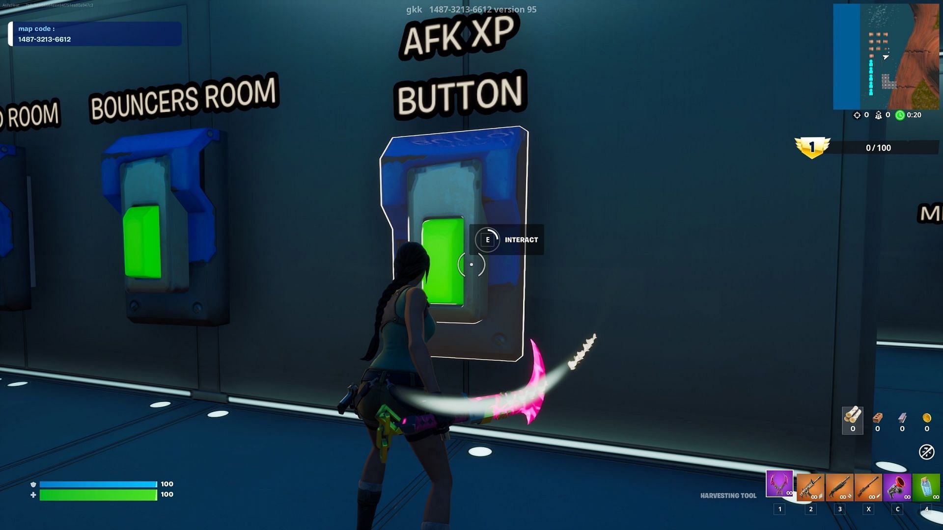 To start gaining XP, you need to interact with the AFK XP button (Image via Epic Games)