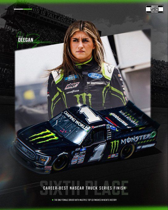 Watch: Hailie Deegan hits tire carrier and sends wheel bouncing across ...