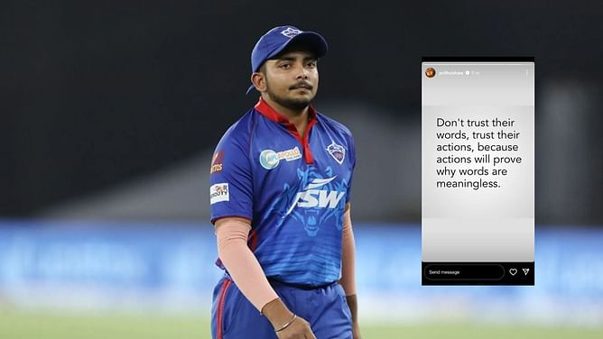 IND vs SA 2022: "Don't trust their words" - Prithvi Shaw posts cryptic message after snub from ODI squad