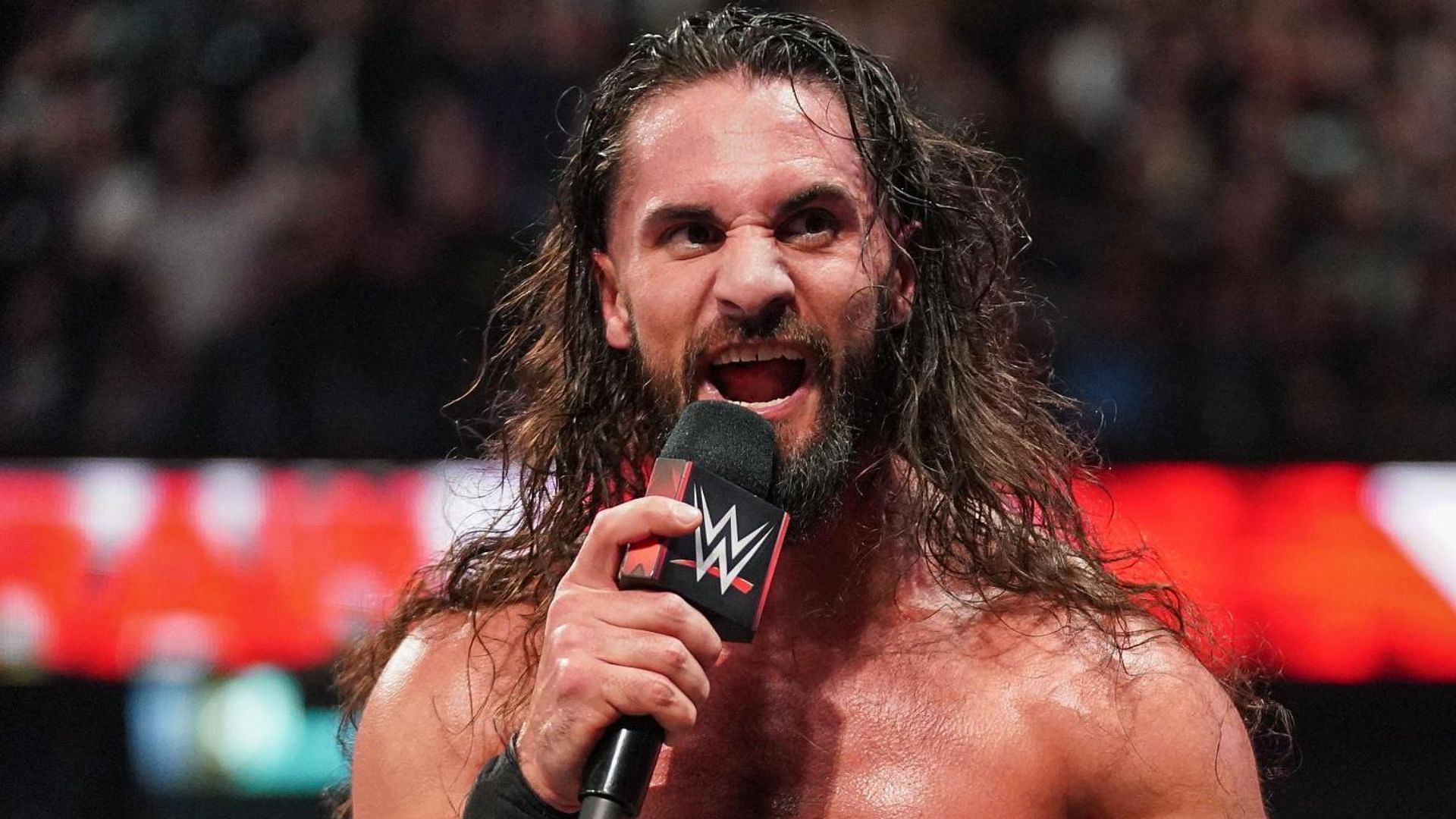 WWE Superstar Seth Rollins cutting a promo on RAW