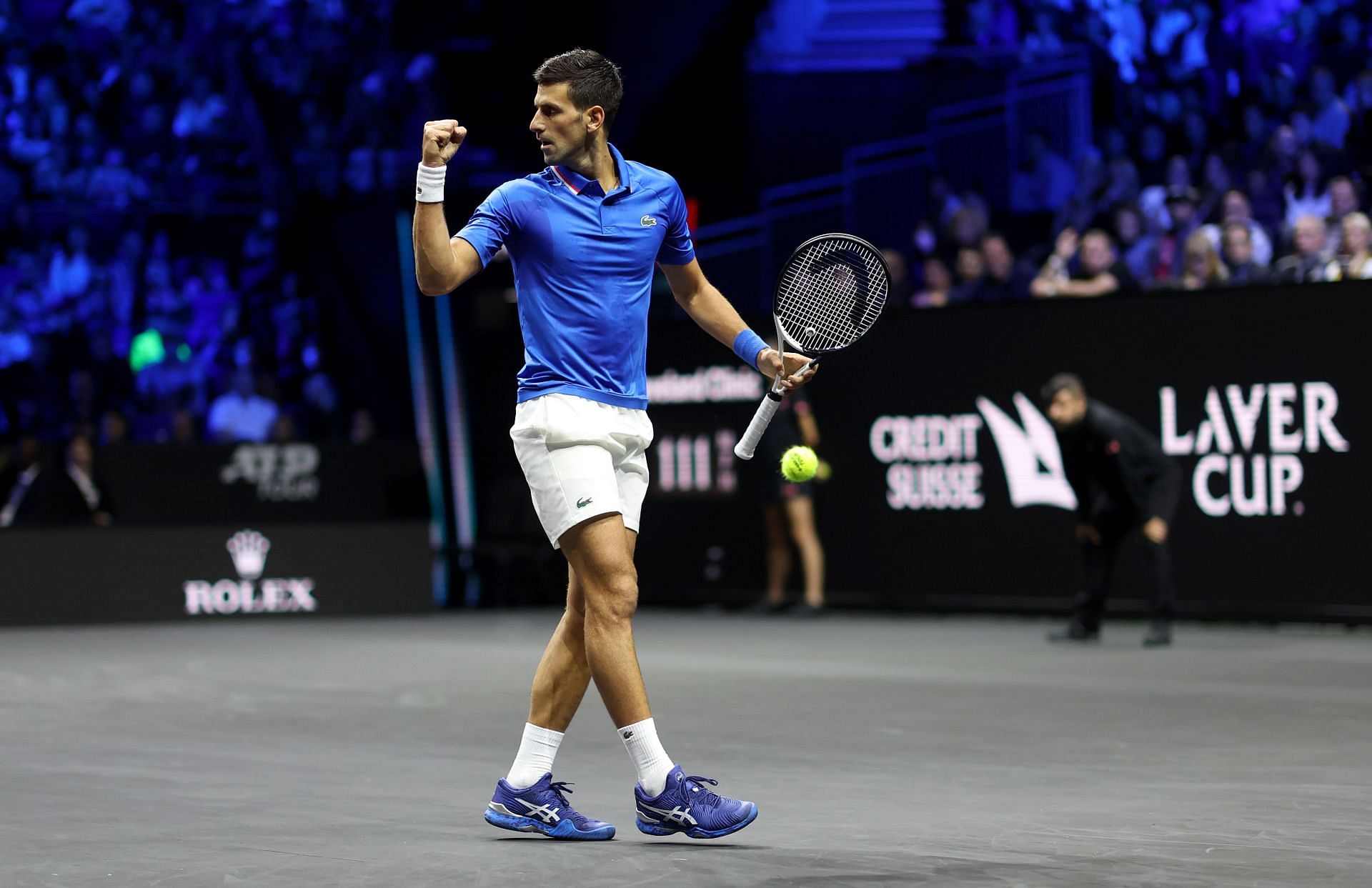 Novak Djokovic in action at the 2022 Laver Cup.