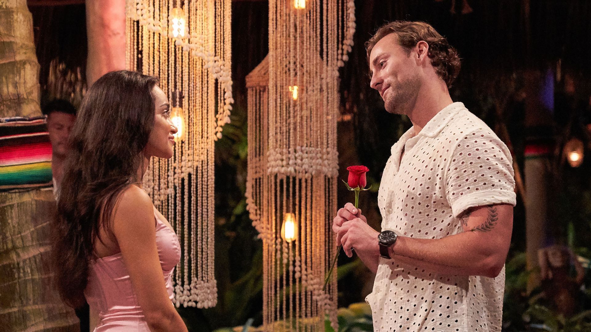 Victoria talks to Johnny after heading back to the beach on Bachelor in Paradise