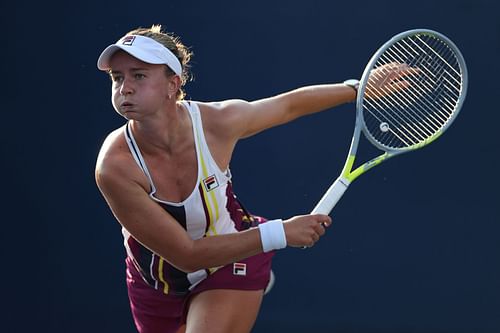 Krejcikova in action at the 2022 US Open