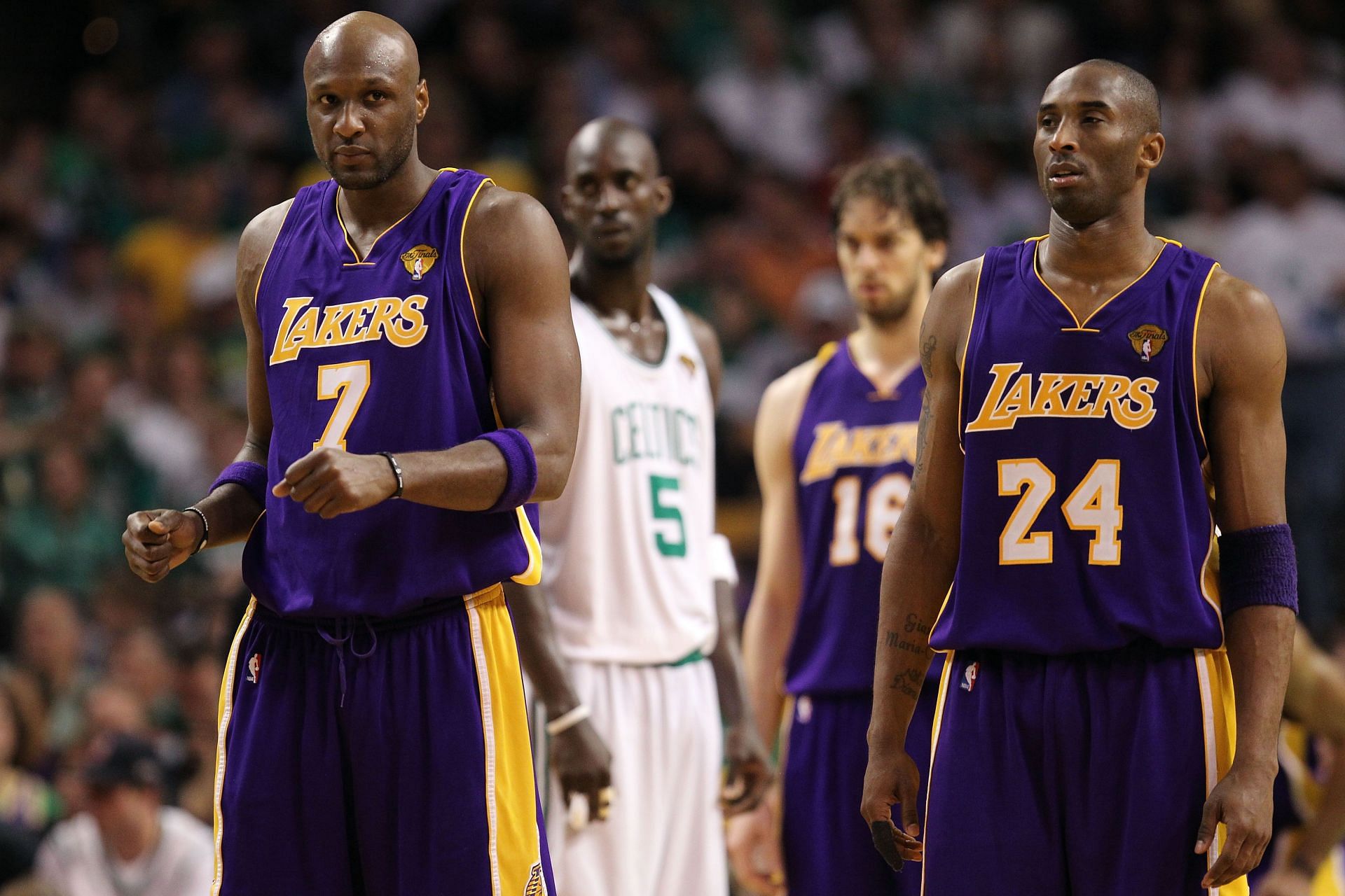 Lamar Odom (left) and Kobe Bryant during their time with the LA Lakers