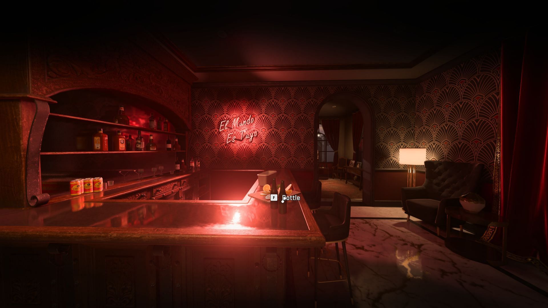 Picking bottles from the bar (Image via Activision)