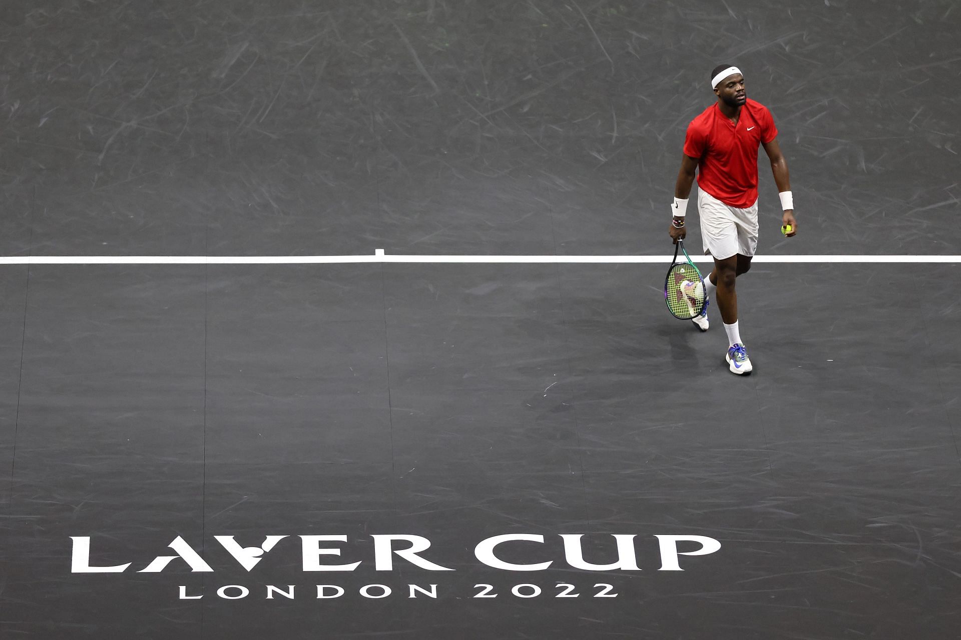 Frances Tiafoe during his match against Stefanos Tsitsipas at the 2022 Laver Cup 