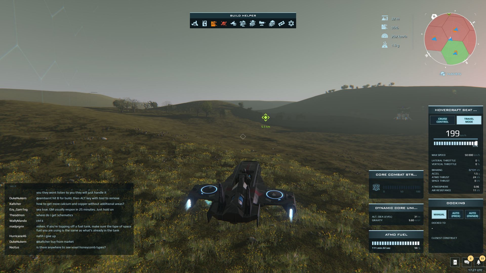 Vehicular movement definitely made me feel dizzy, but the controls were still solid (Image via Novaquark)