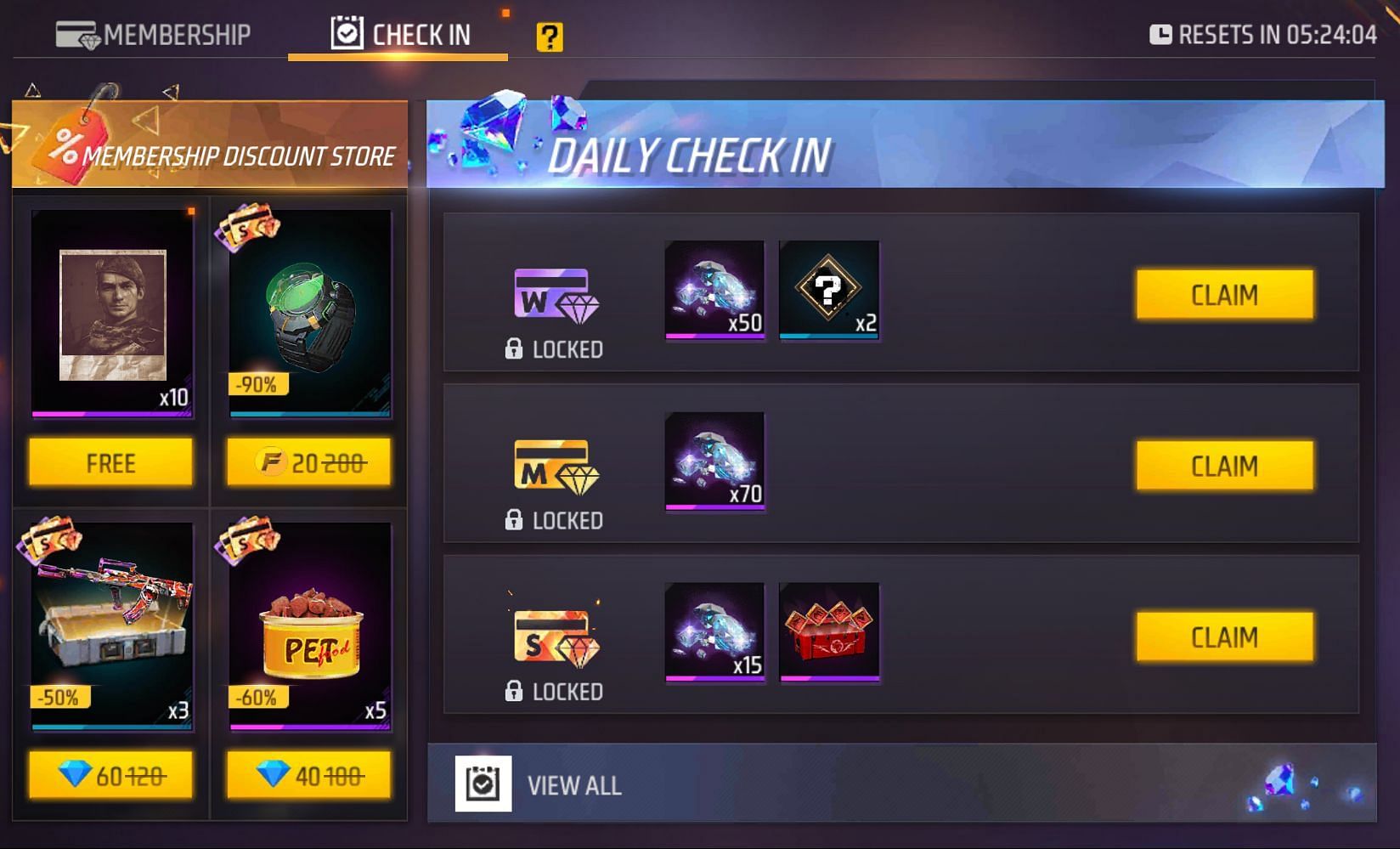 Collect the rewards through daily check-in (Image via Garena)