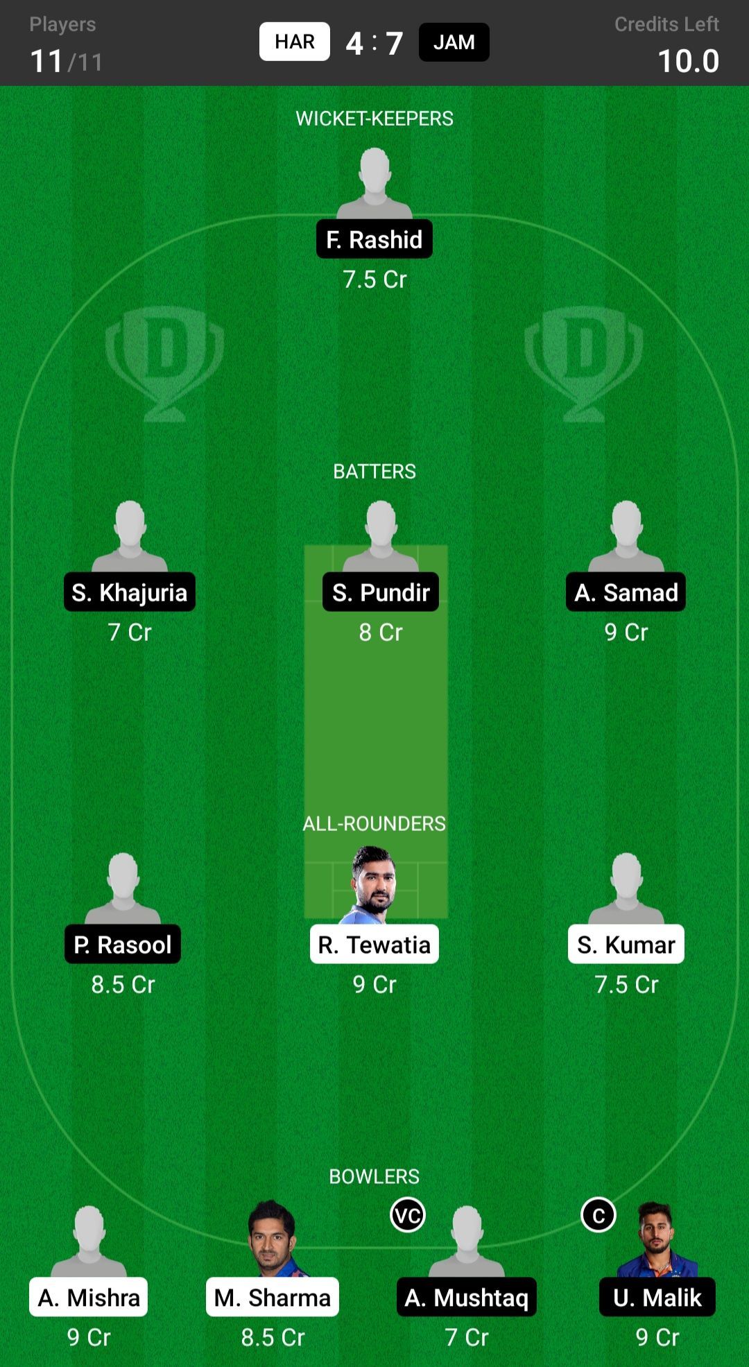 Haryana vs Jammu & Kashmir Fantasy suggestion #2