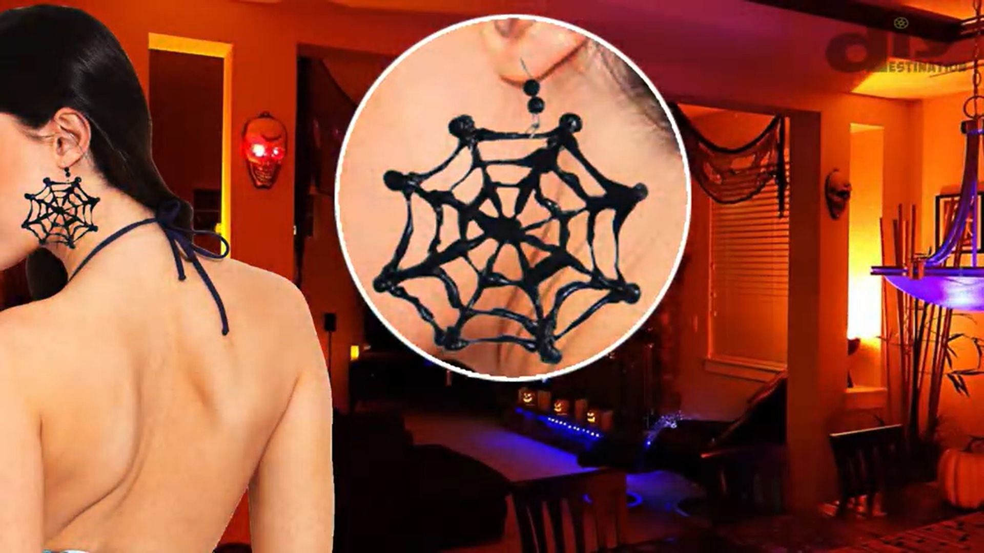 Take a look at the DIY Halloween spider web earrings (Image via Youtube/@DIYdestination)