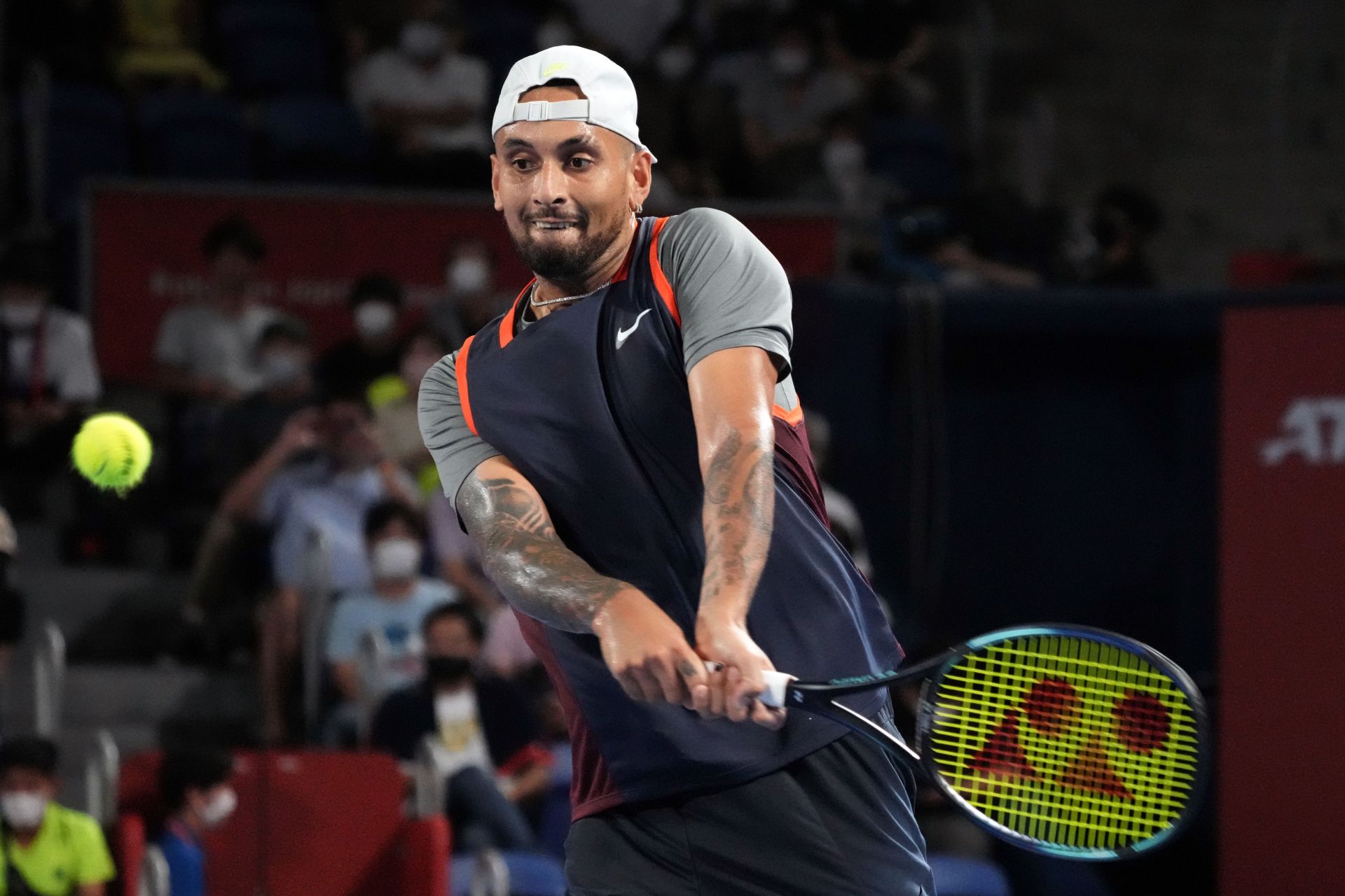 Kyrgios in action at the Rakuten Japan Open