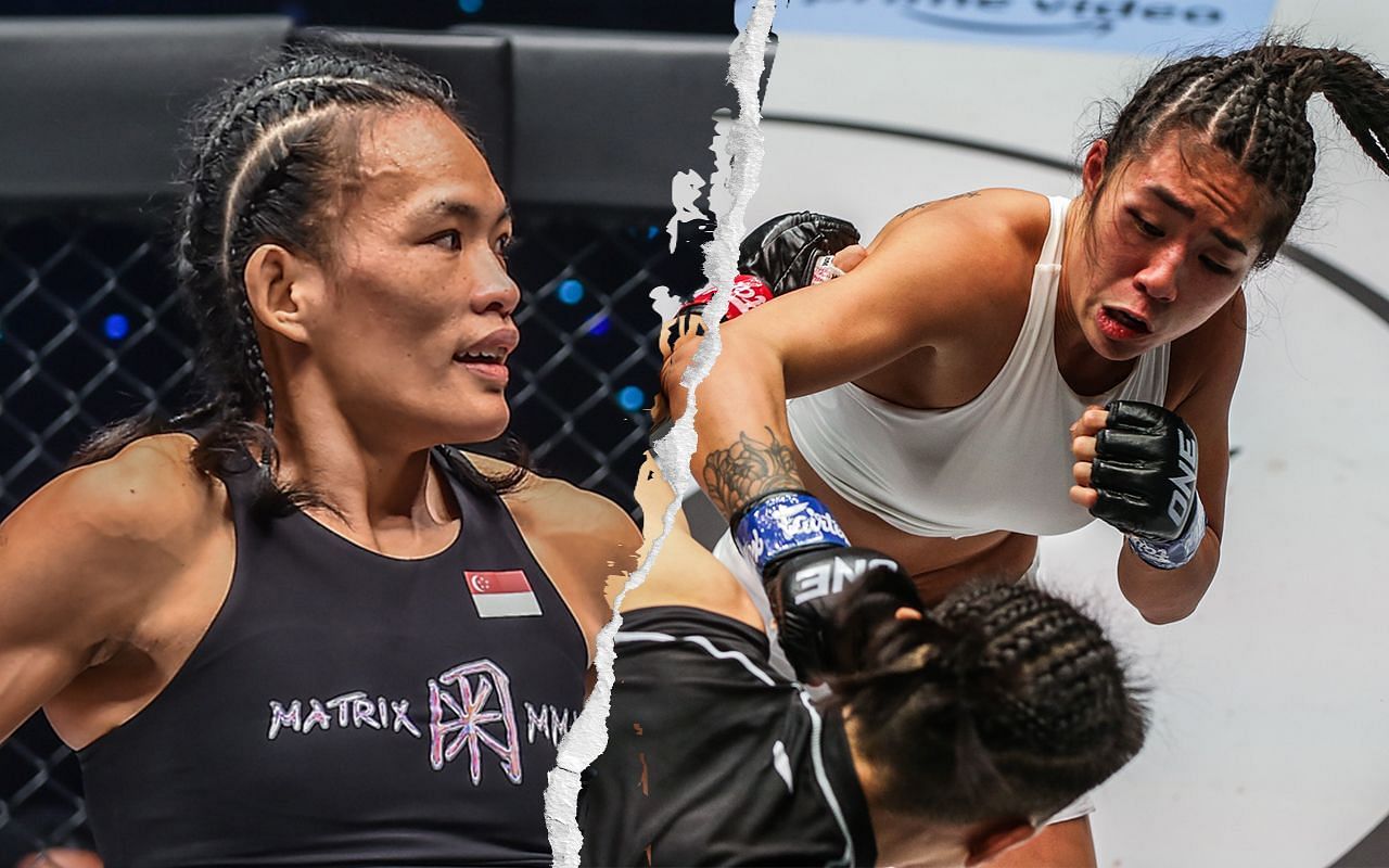 Tiffany Teo (right) sounds off on the world title match between Angela Lee (right) and Xiong Jing Nan. [Photos ONE Championship]