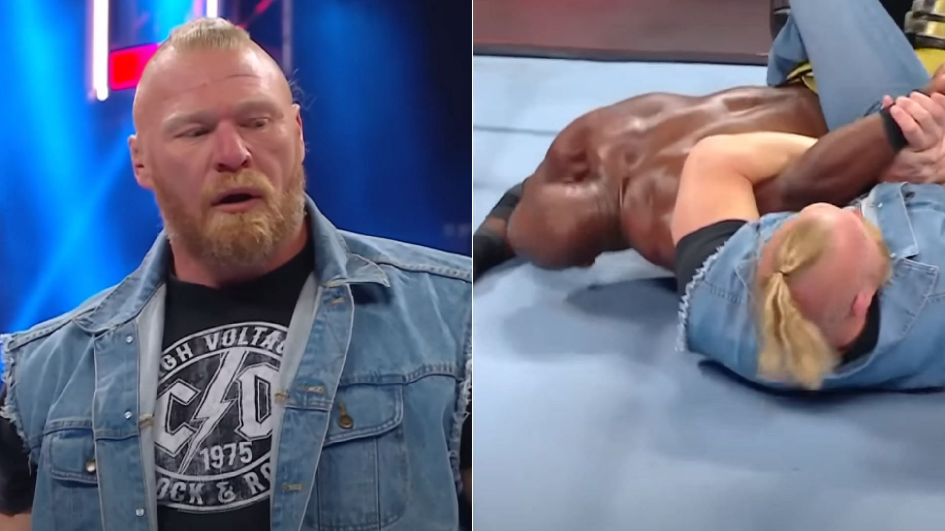 Brock Lesnar attacked Bobby Lashley.