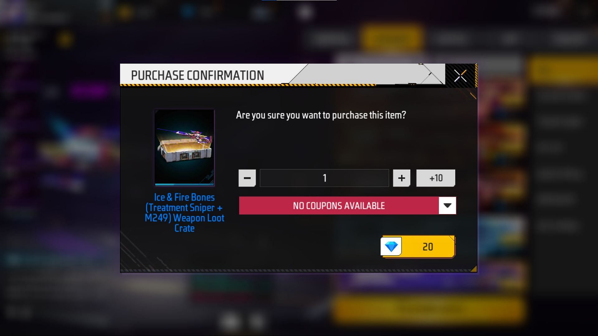 Click the purchase button and confirm the quantity (Image via Garena)