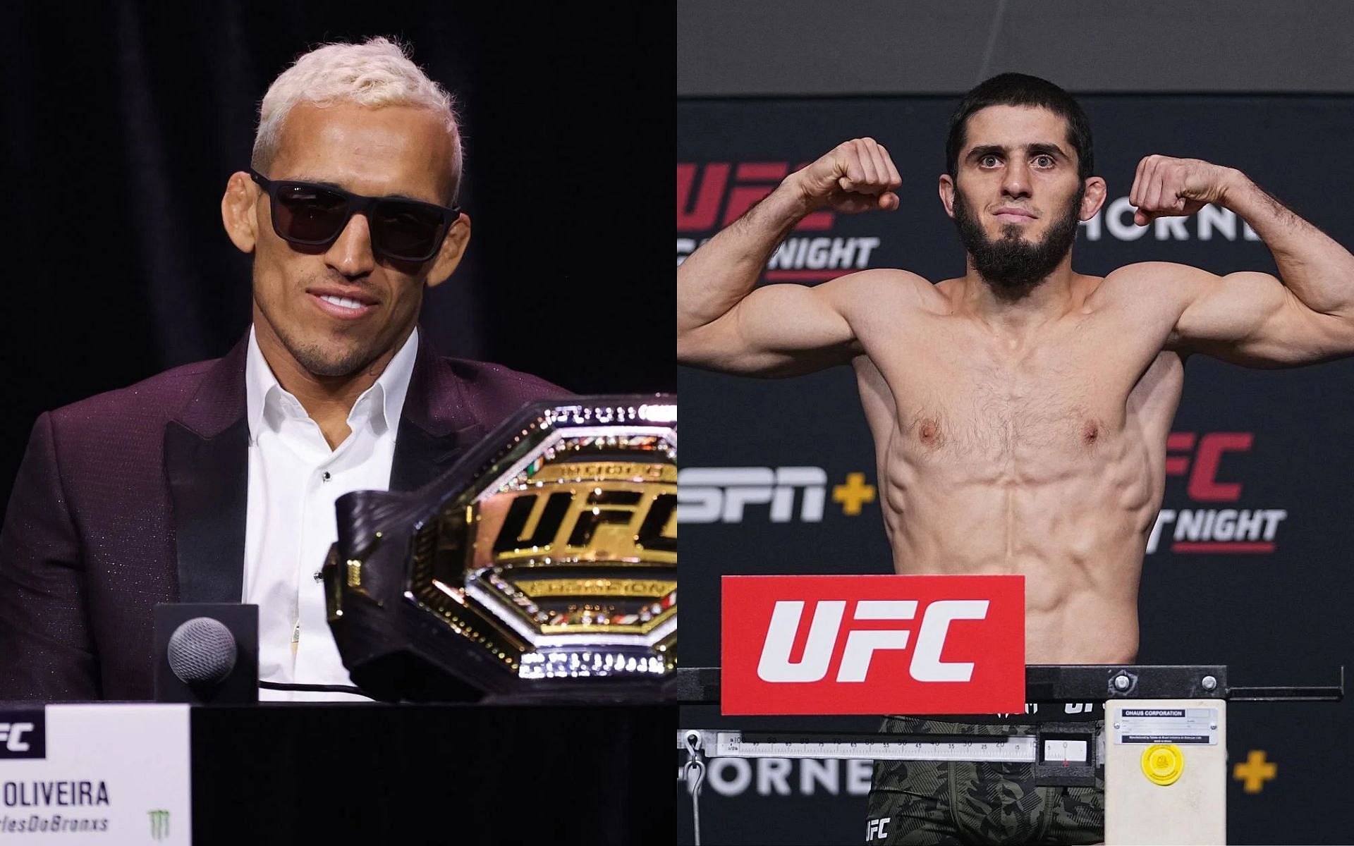 Charles Oliveira (left) and Islam Makhachev (right)