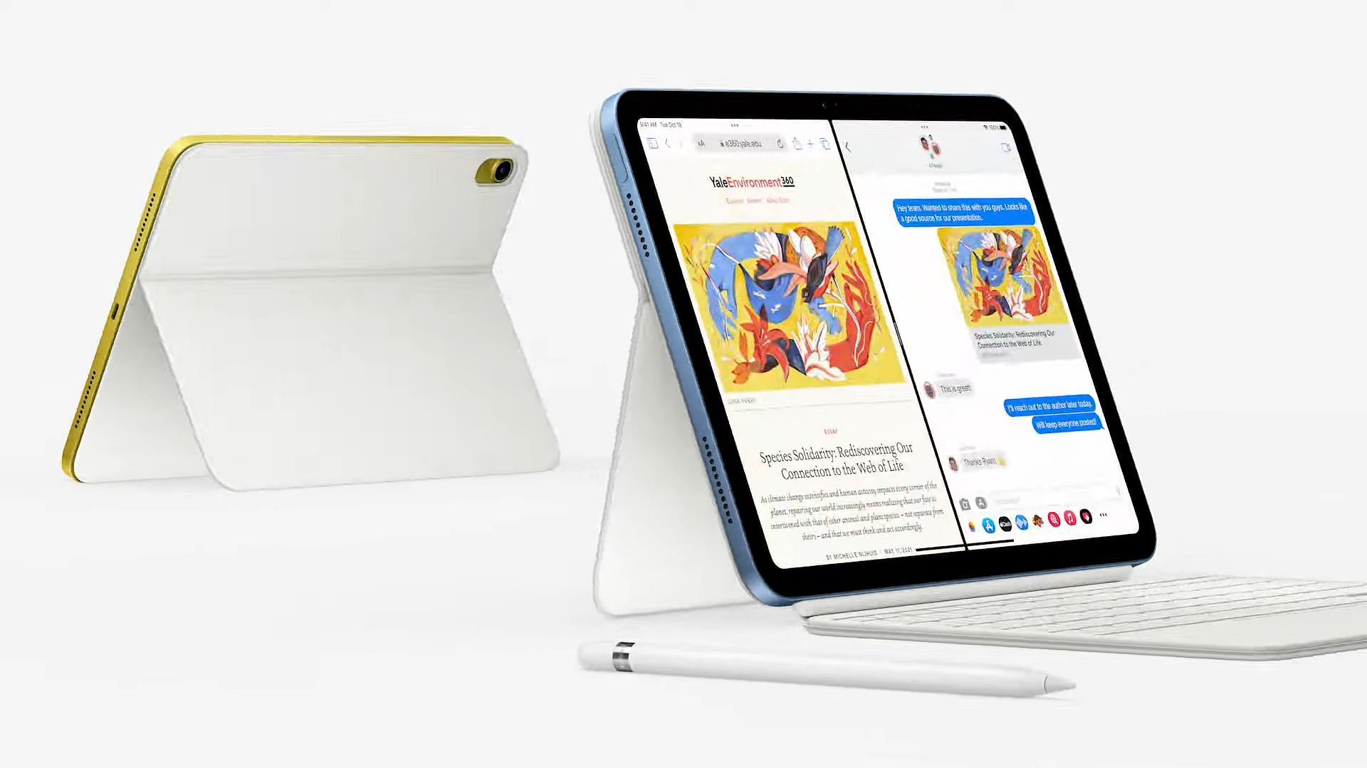 The Magic Keyboard Folio connected to the iPad (Image via Apple)