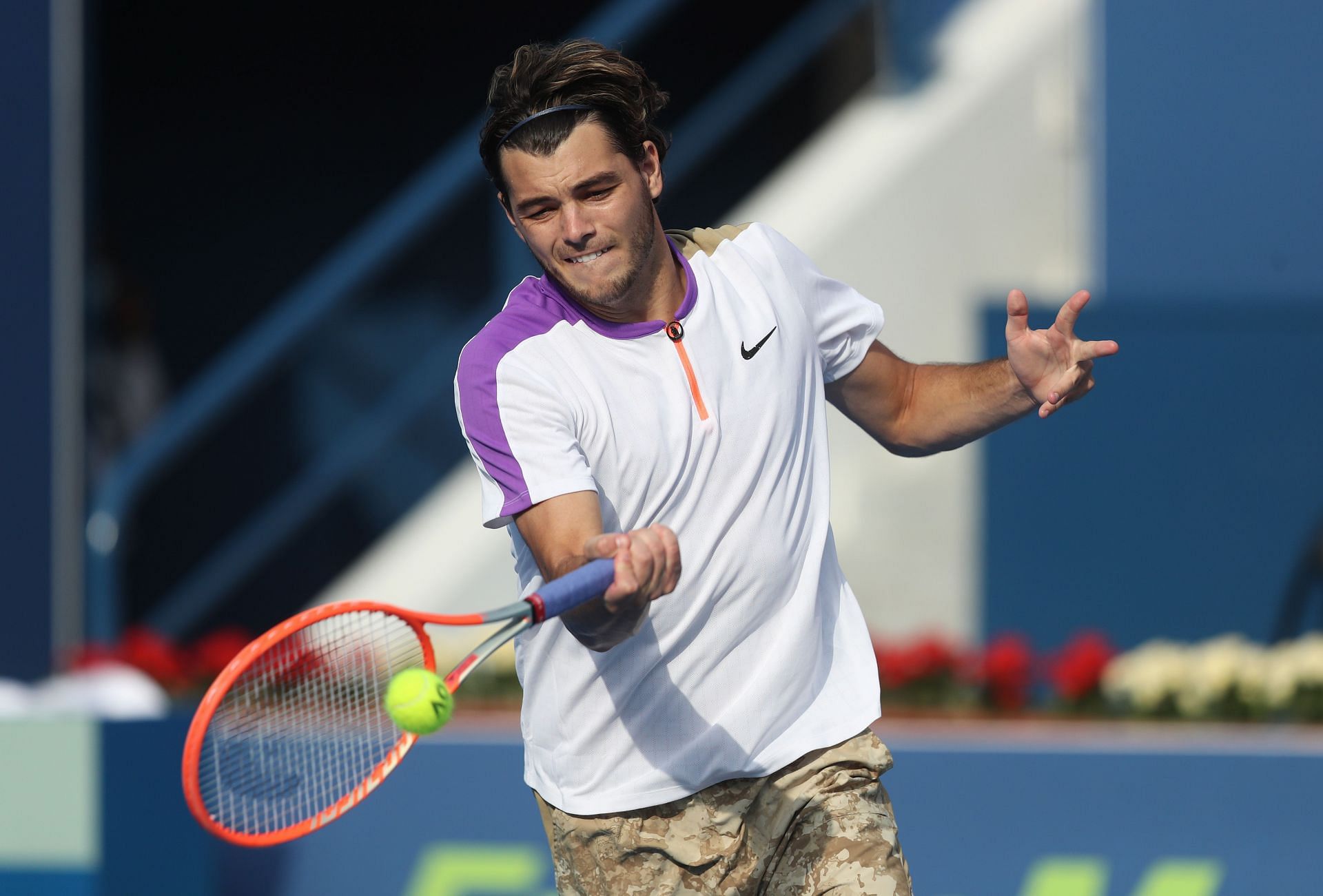 Taylor Fritz in action at the 2021 Qatar ExxonMobil Open.