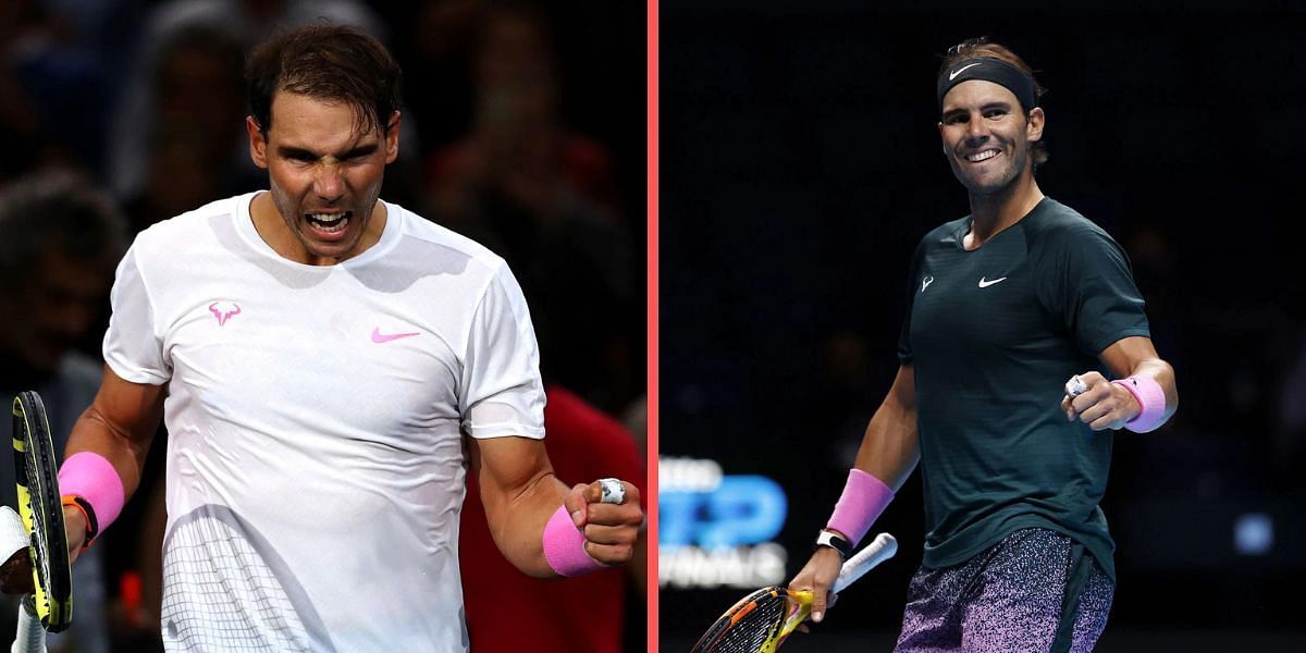 Rafael Nadal at the Paris Masters (L) and ATP Finals.