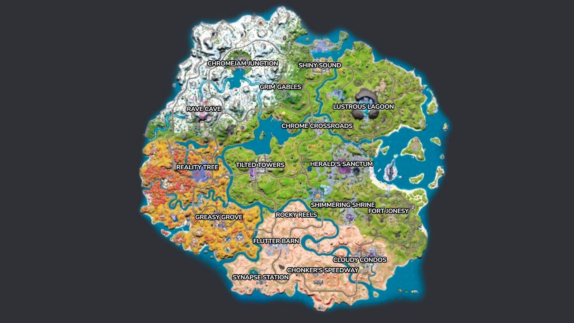 The popular landing spot is located in the southern part of the map (Image via Fortnite.gg / website screenshot)