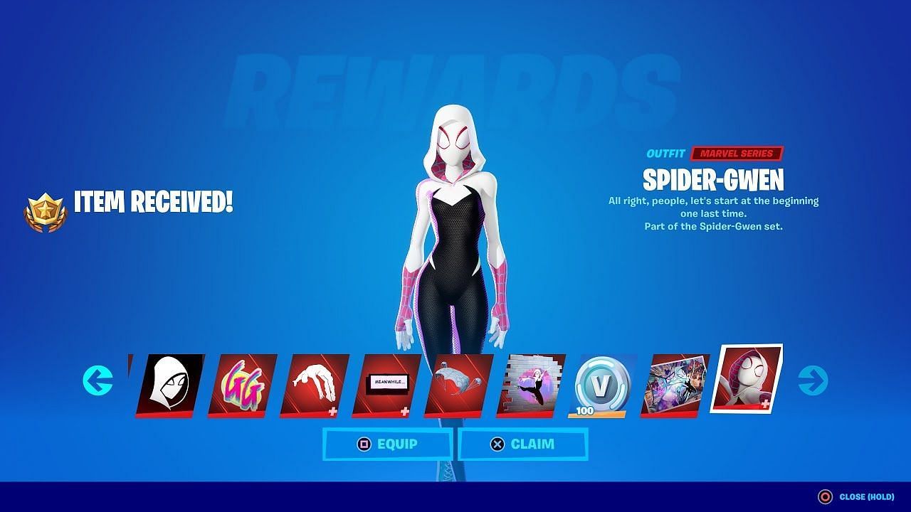 Spider-Gwen Fortnite skin in the Battle Pass (Image via Brani/YouTube)