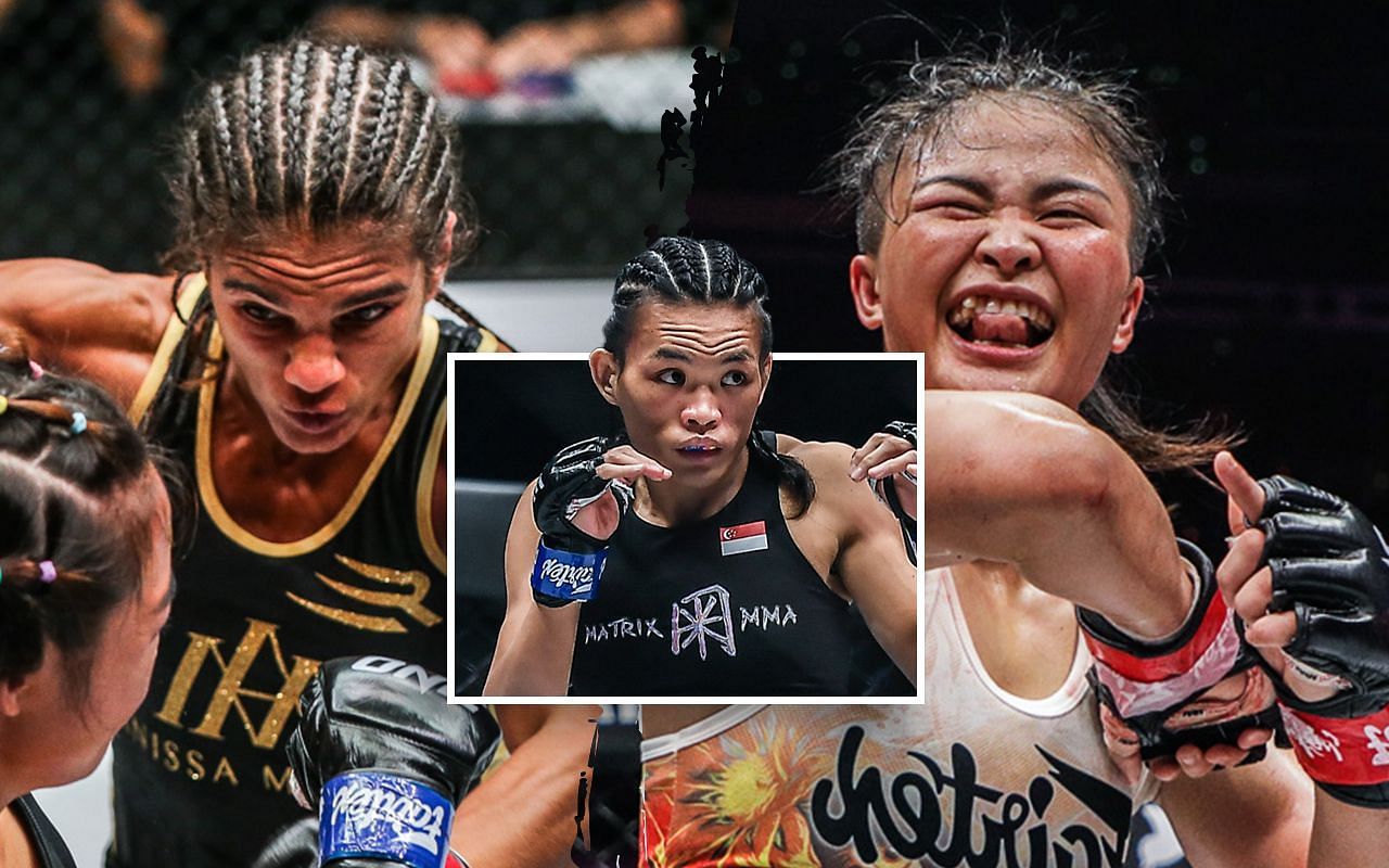 (left) Anissa Meksen, (middle) Tiffany Teo, and (right) Stamp Fairtex [Credit: ONE Championship]