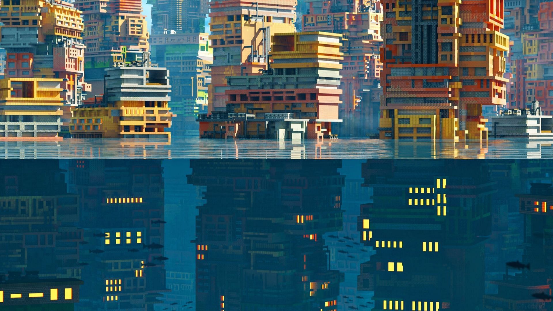 Dystopian City is a unique mega build idea in Minecraft (Image via Reddit / u/Junopii)